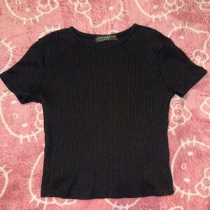 Black Ribbed Women's Top